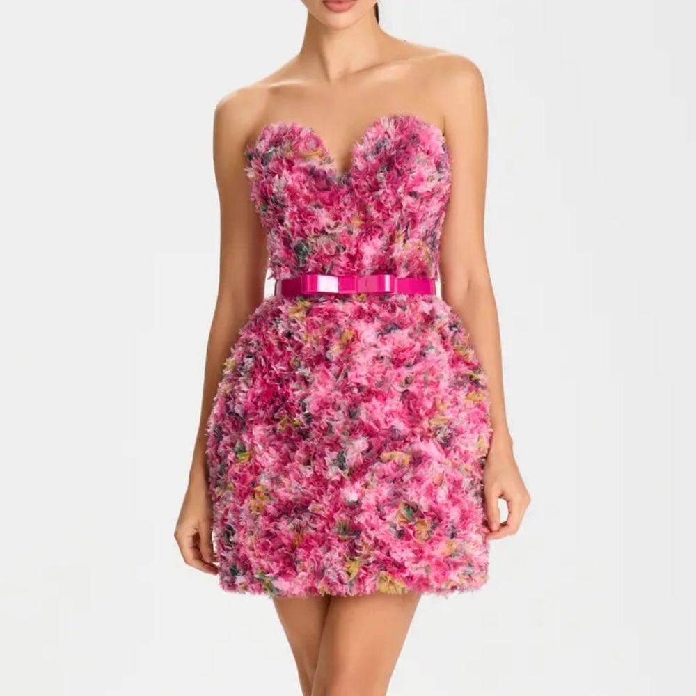 NADINE MERABI Addison Floral Strapless Minidress SIZE 6
